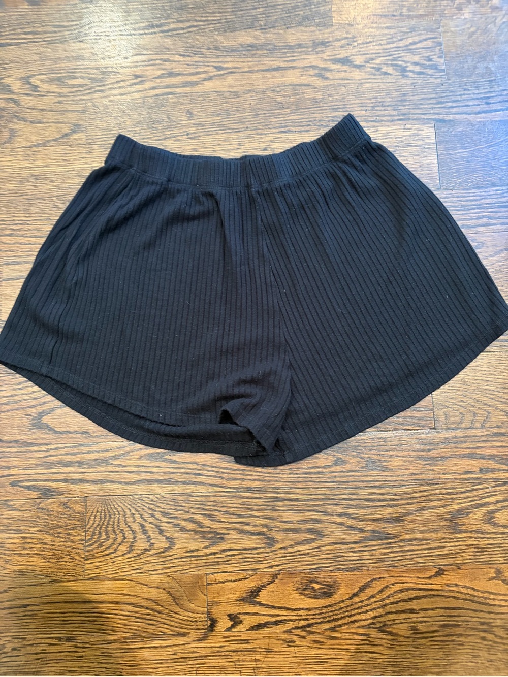Reformation Black Ribbed Athletic Lounge Shorts